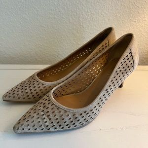 Franco Sarto nude perforated kitten heels